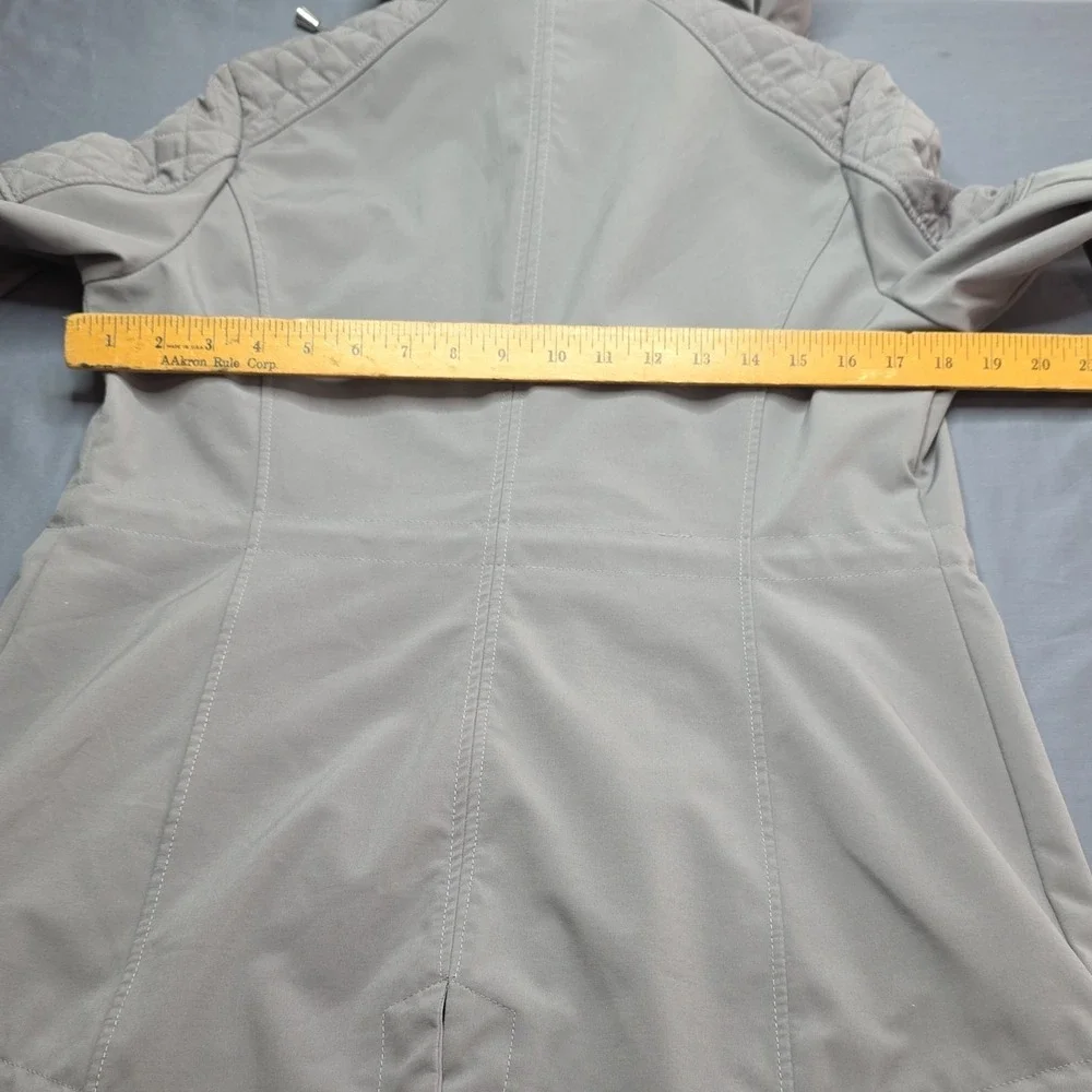 Michael Kors Jacket Womens S Gray Hooded Zip Quilted Shoulders Parka